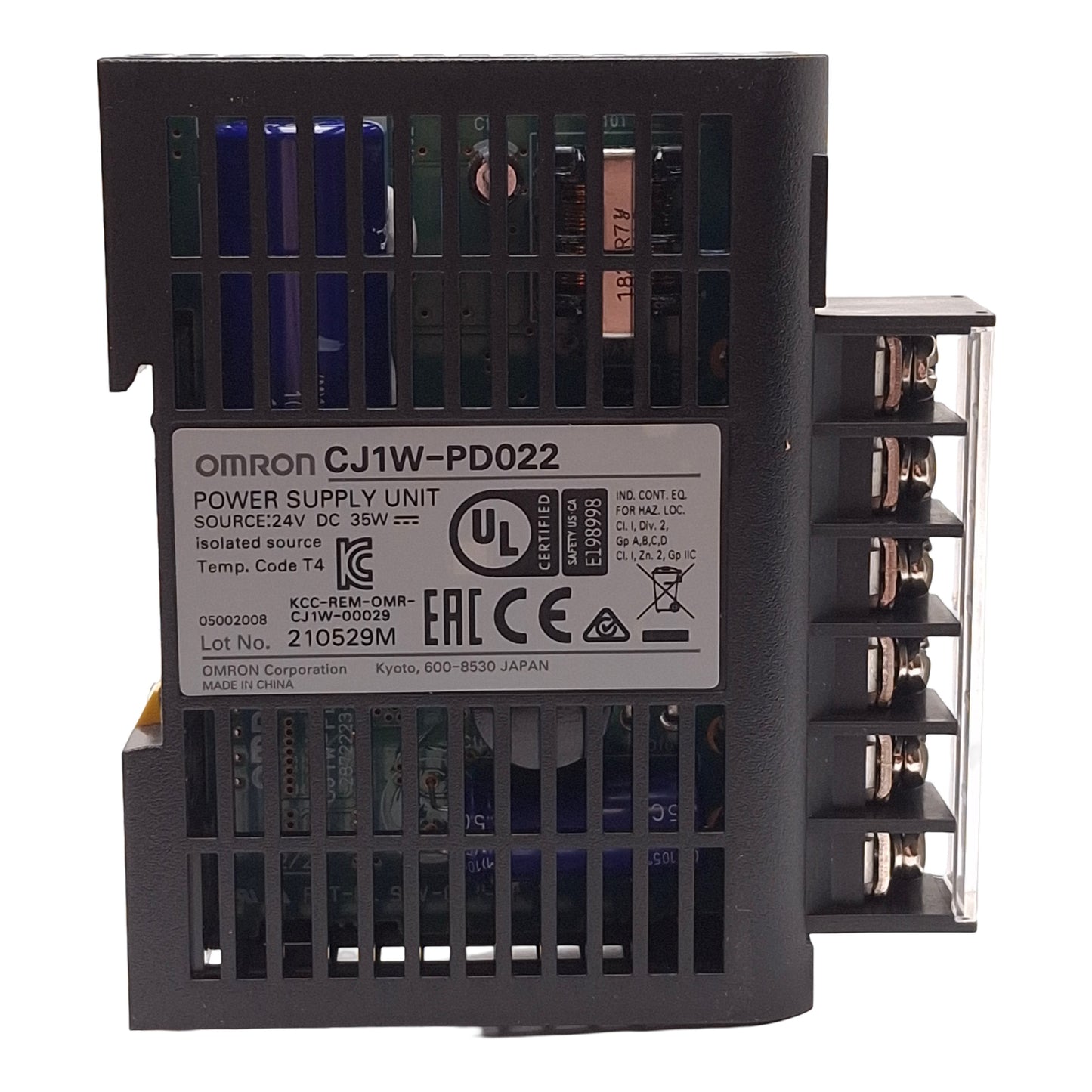 New Omron CJ1W-PD022 PLC Power Supply, 24VDC Input, 5/24VDC Output, 35W, DIN Rail