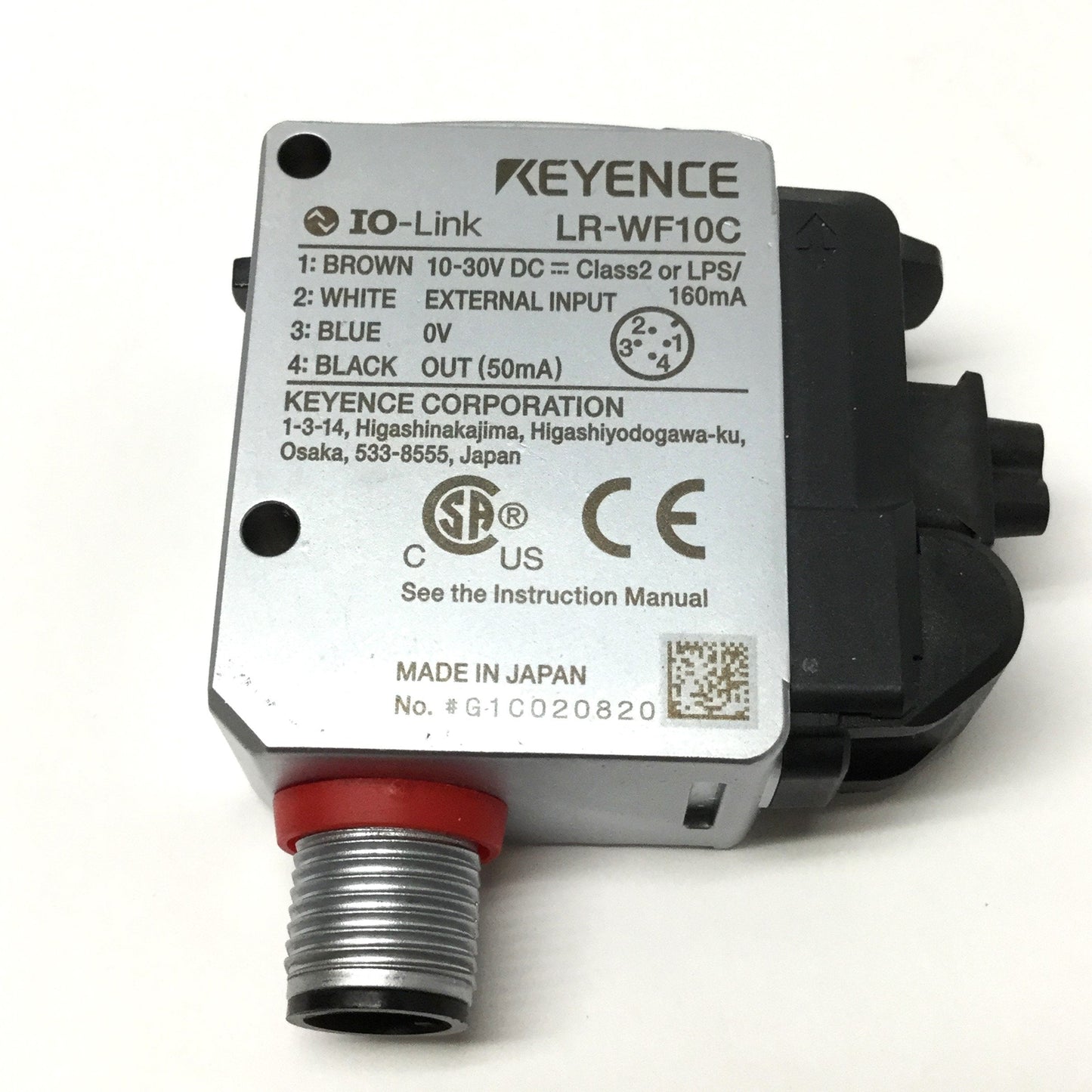 Used Keyence LR-WF10C Full-Spectrum Detection Sensor, Fiber Type, White LED, 10-30VDC