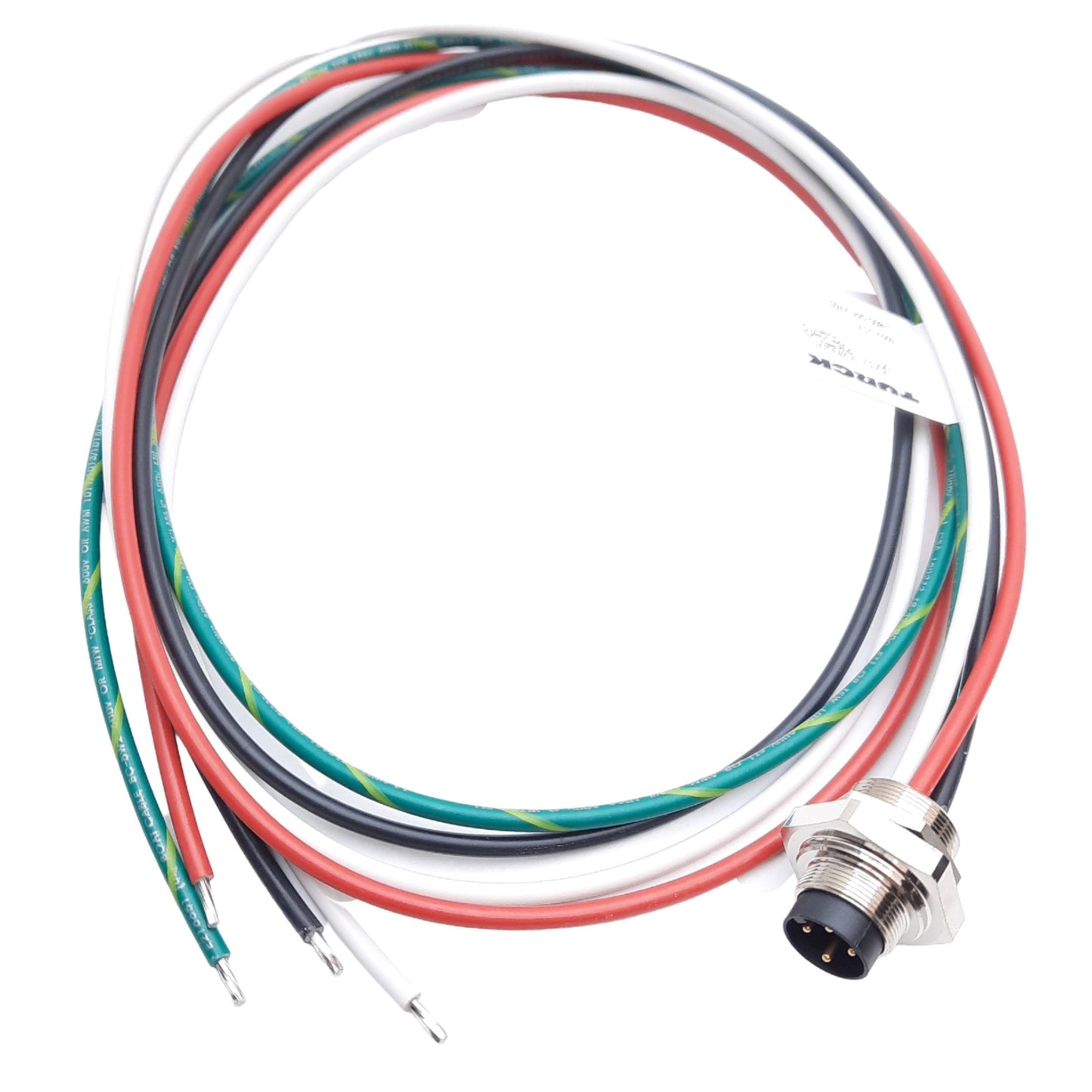 New Turck BSF 44-1/M18 PowerFast Receptacle, M16 4-Pin Male to Lead, 1m, 600VAC 15A