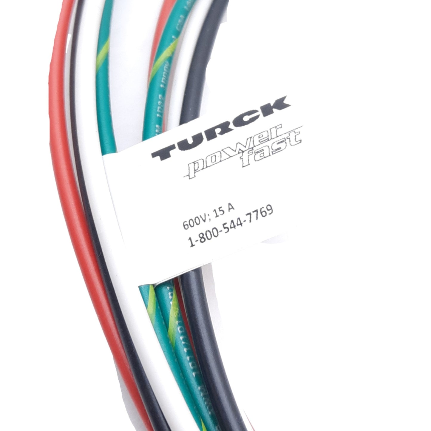 New Turck BSF 44-1/M18 PowerFast Receptacle, M16 4-Pin Male to Lead, 1m, 600VAC 15A