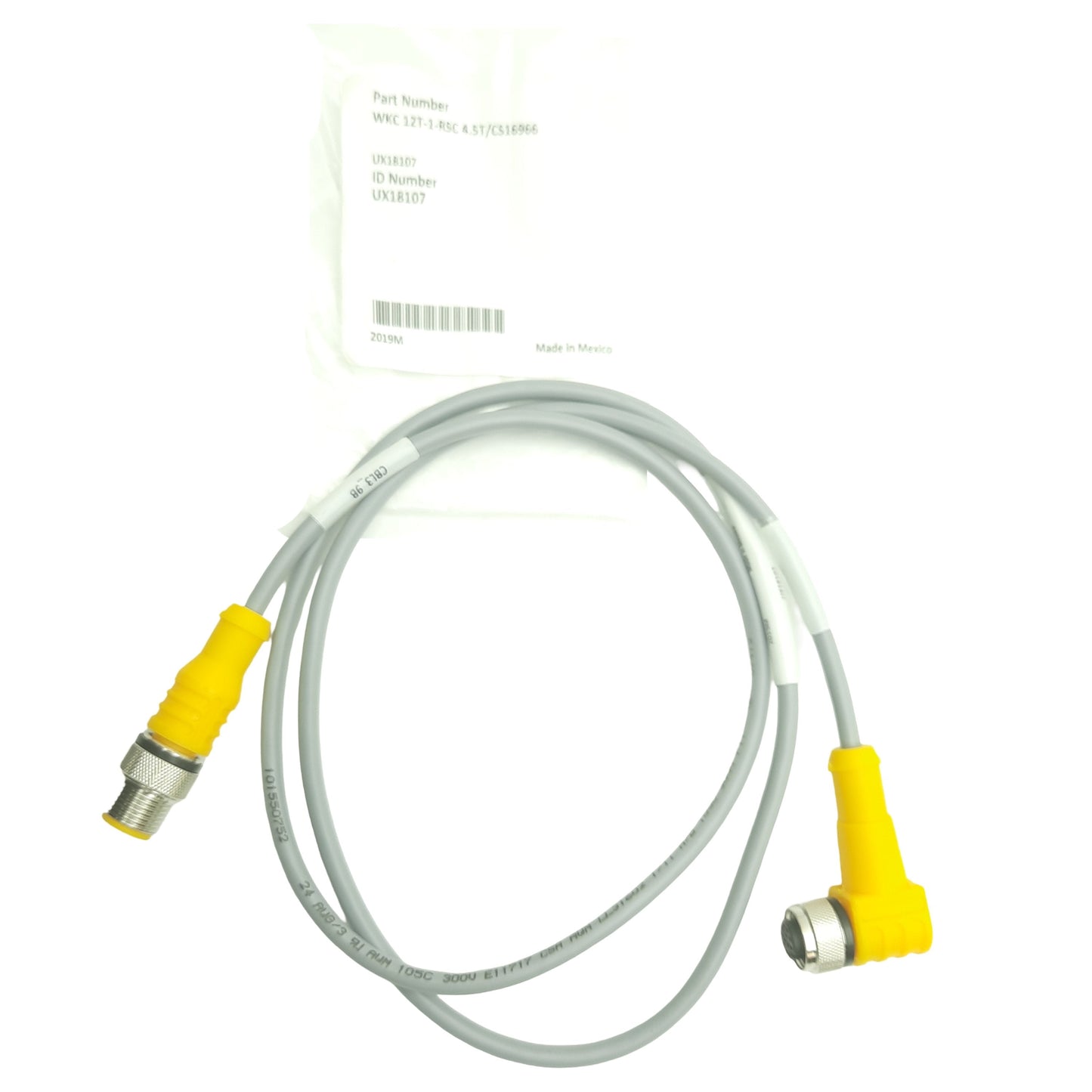 New Turck WKC 12T-1-RSC 4.5T Cordset M12 12-Pin Female to 5-Pin Male, 1 Meter OAL