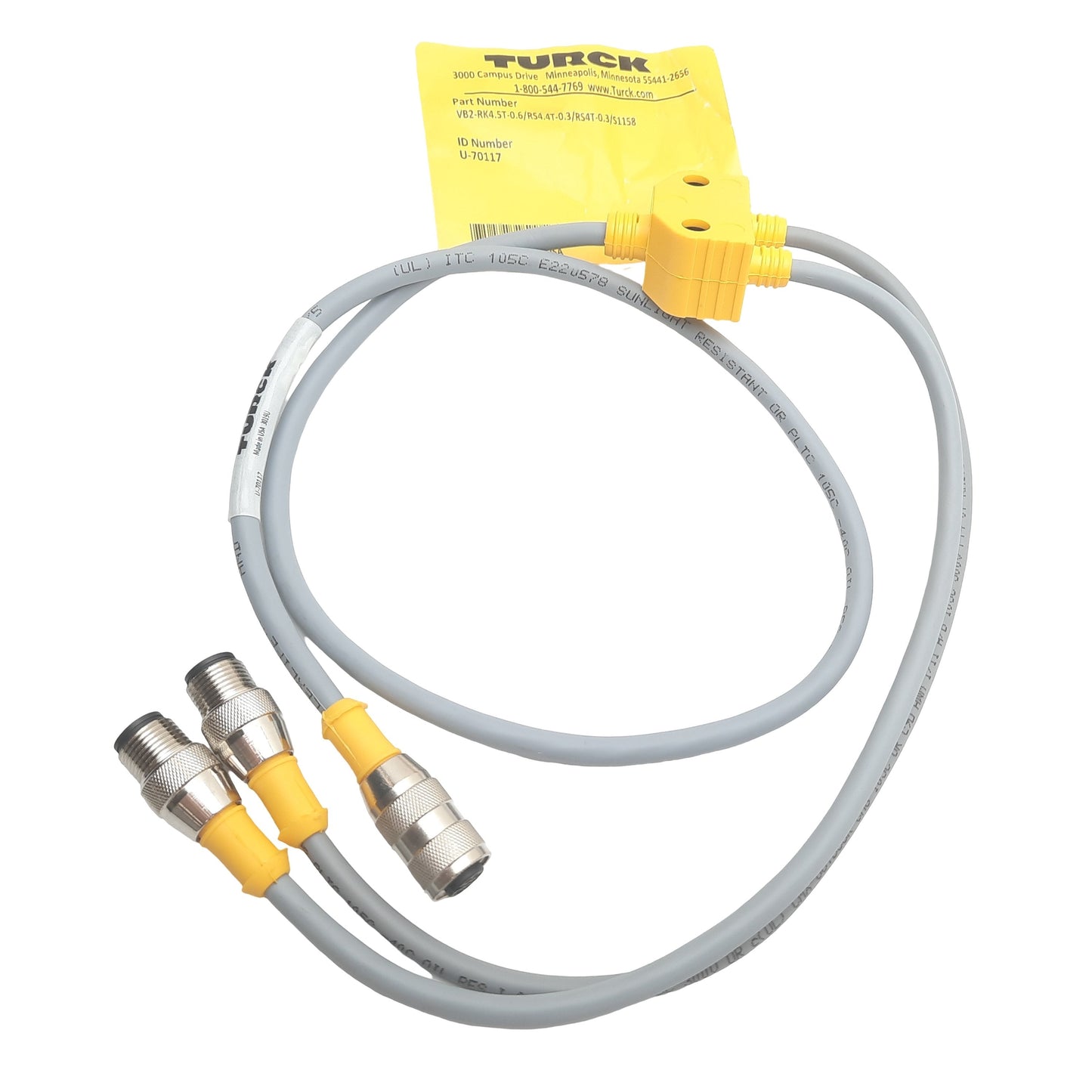 New Turck VB2-RK4.5T-0.6/RS4.4T-0.3/RS4T-0.3/S1158 Splitter M12 4-Pin M to 5-Pin F