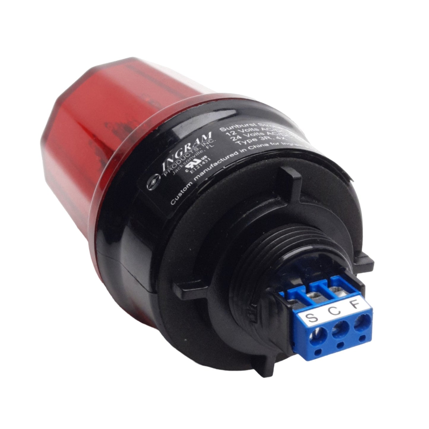 Used Ingram SBN1224AD Sunburst Alarm Indicator Light, Red, 24V, ø2-1/8in, 3/4in NPT