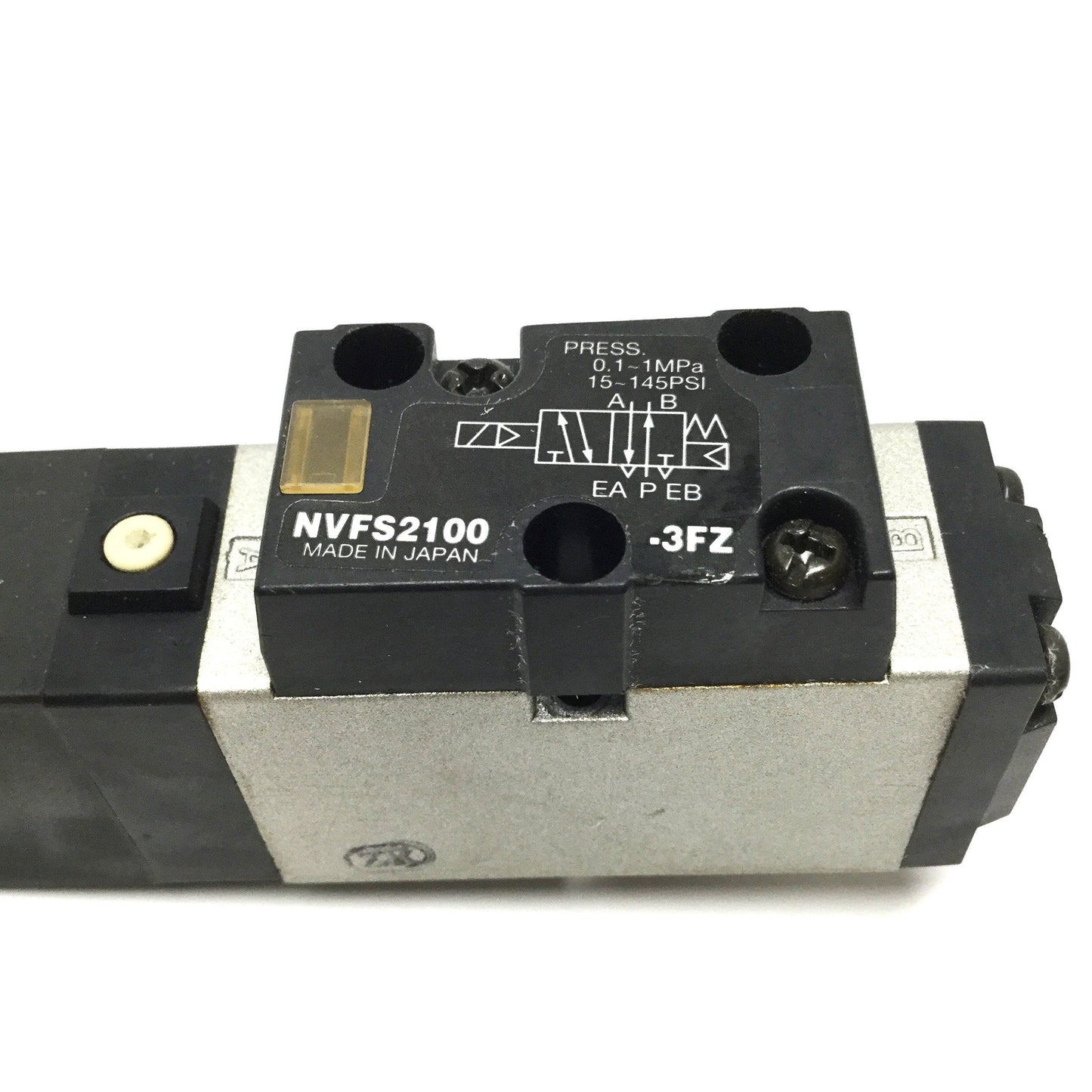 Used SMC NVFS2100-3FZ Pneumatic Solenoid Valve, 5-Port 2-Position, 120VAC Coil
