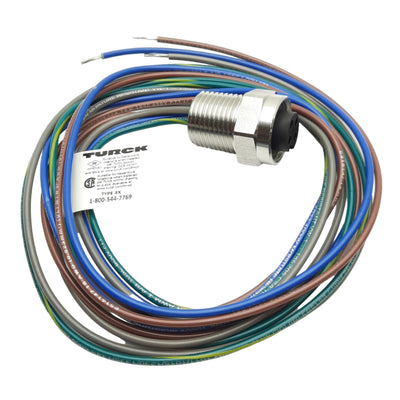 New Turck P-RKFV 40D EX-1/14.5/NPT Cordset 7/8" 4-P MiniFast Female/Leads, 600V 9A