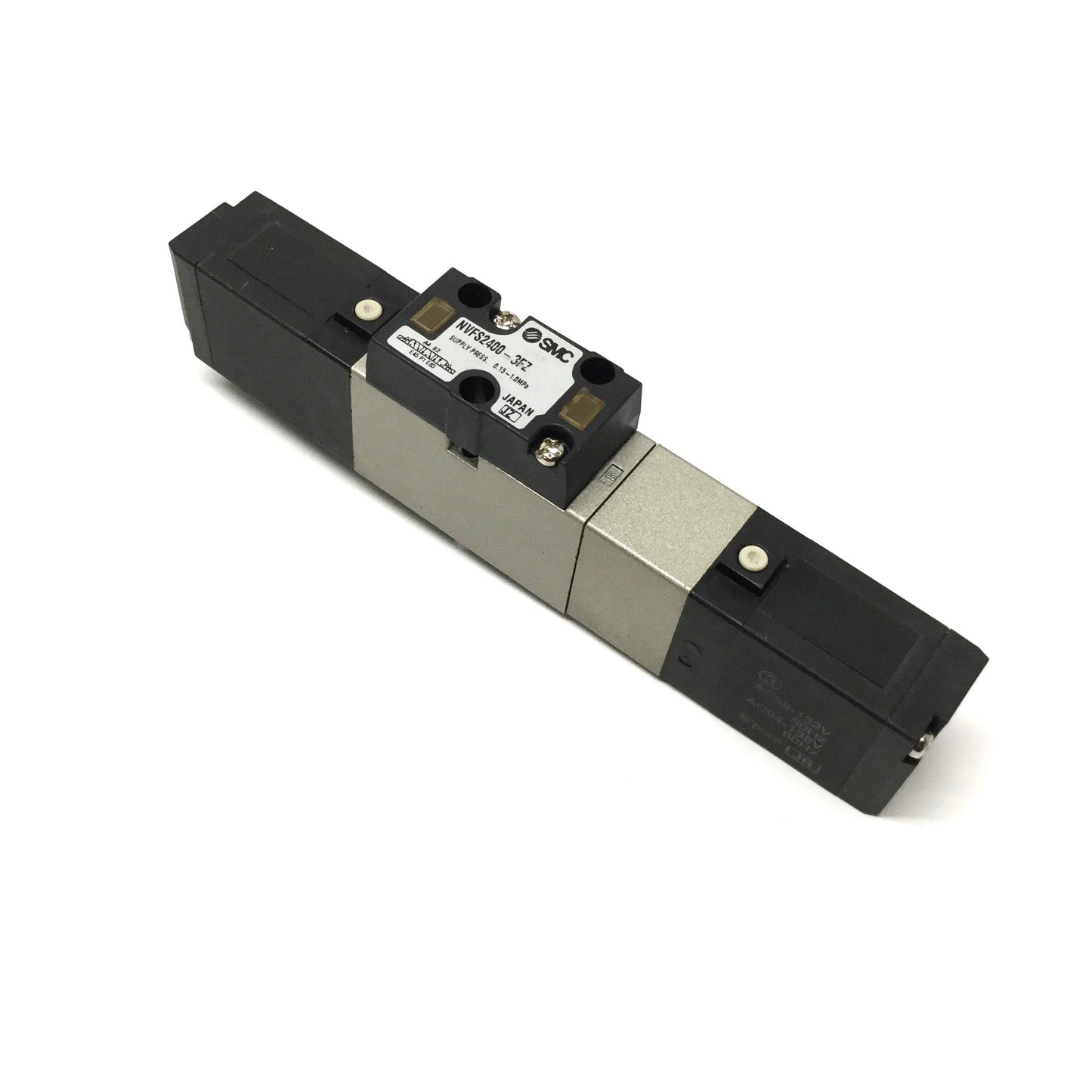 Used SMC NVFS2400-3FZ Pneumatic Double Solenoid Valve, 5-Port 3-Position, 120VAC