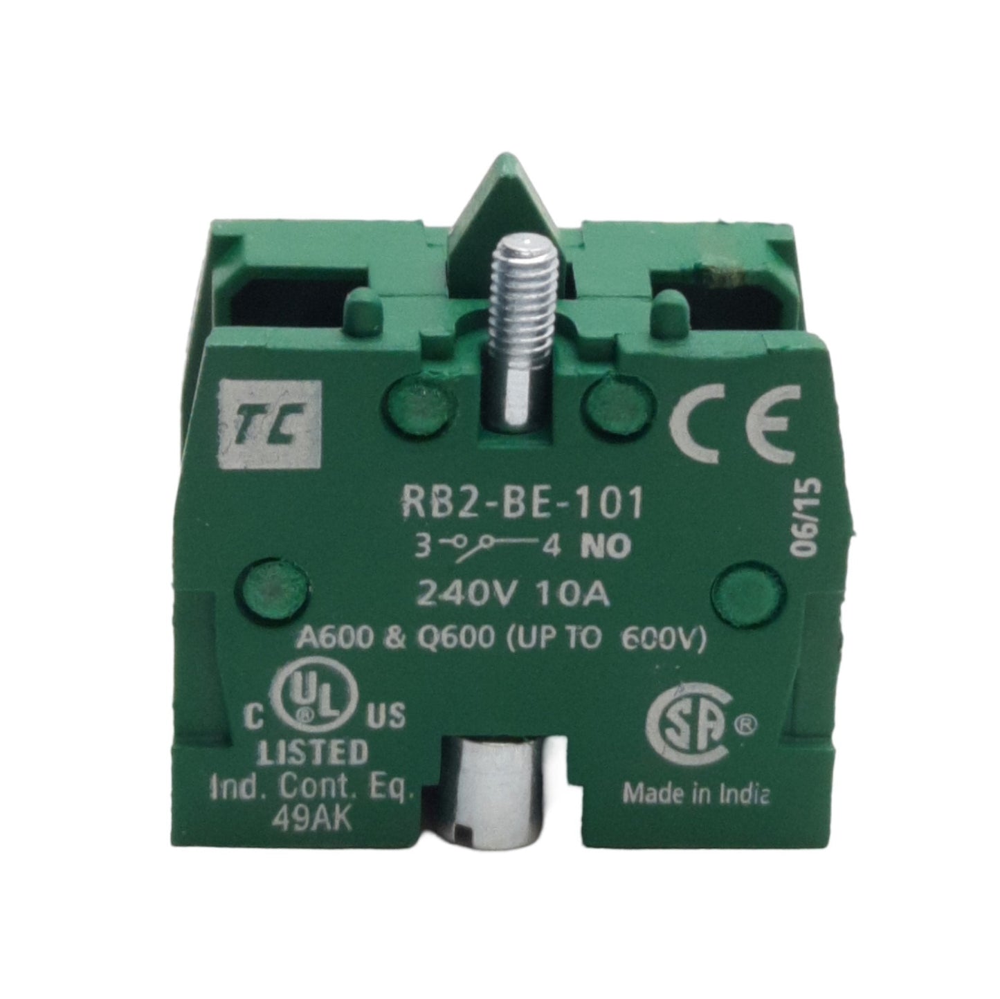 Used Lot of 4 TC Electric RB2-BE-101 Pushbutton Contact Blocks, N.O, 240VAC 10A, 22mm