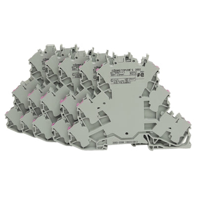 New Lot of 5 Wago 2002-3208 TopJob S Triple Deck Terminal Block, 500V 28A, DIN Mount