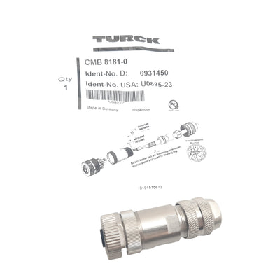 New Turck CMB 8181-0 Field Connector M12 8-Pin Female to Screw Terminal, 60V, 2A