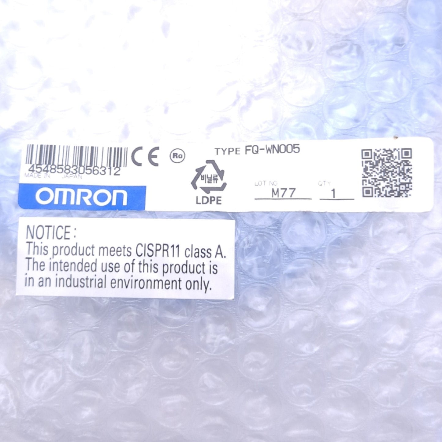 New Omron FQ-WN005 Ethernet Cable for FQ-M Vision Sensor, M12 4-Pin to RJ45, 5m