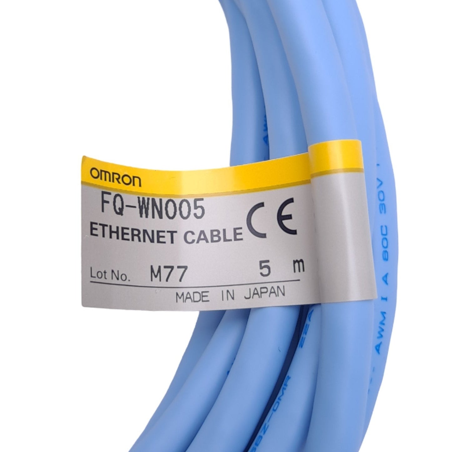 New Omron FQ-WN005 Ethernet Cable for FQ-M Vision Sensor, M12 4-Pin to RJ45, 5m