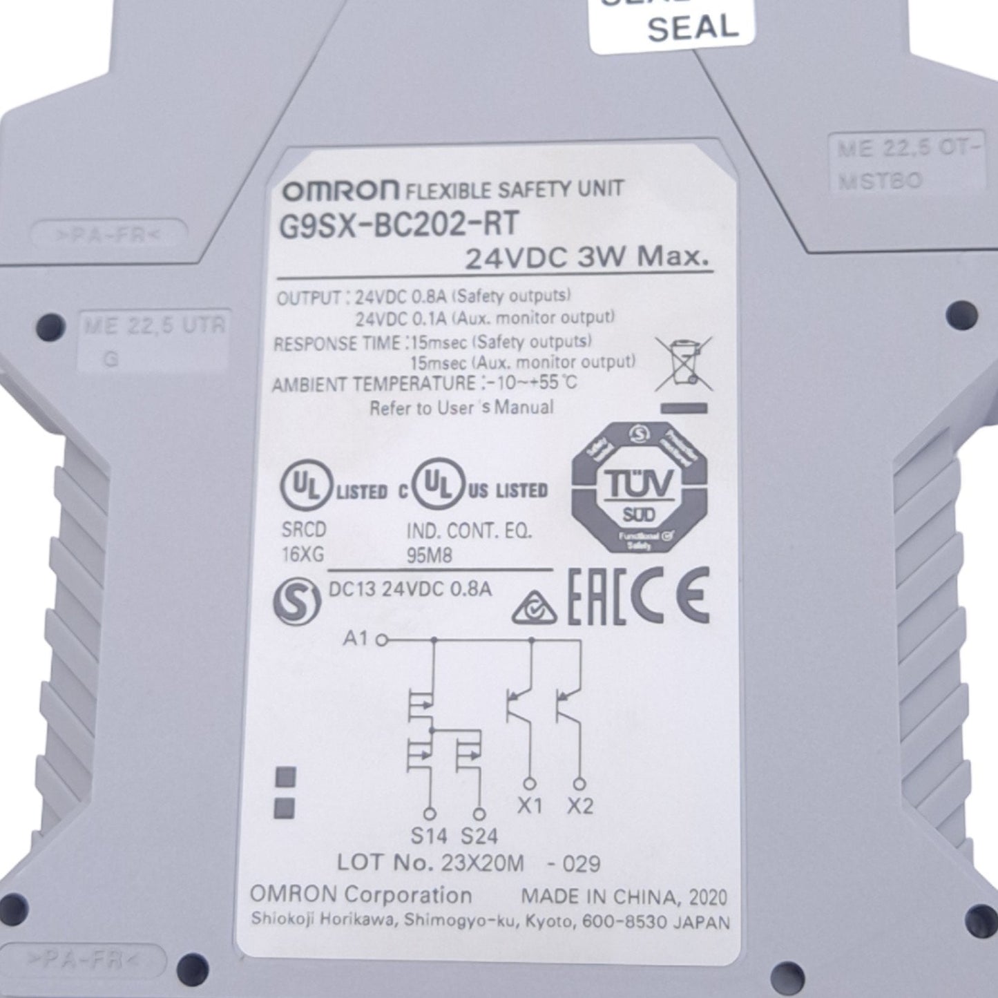 New Omron G9SX-BC202-RT PLC Safety Module, 20.4-26.4VDC In, 0.1-1A Out, PNP, 3W Max