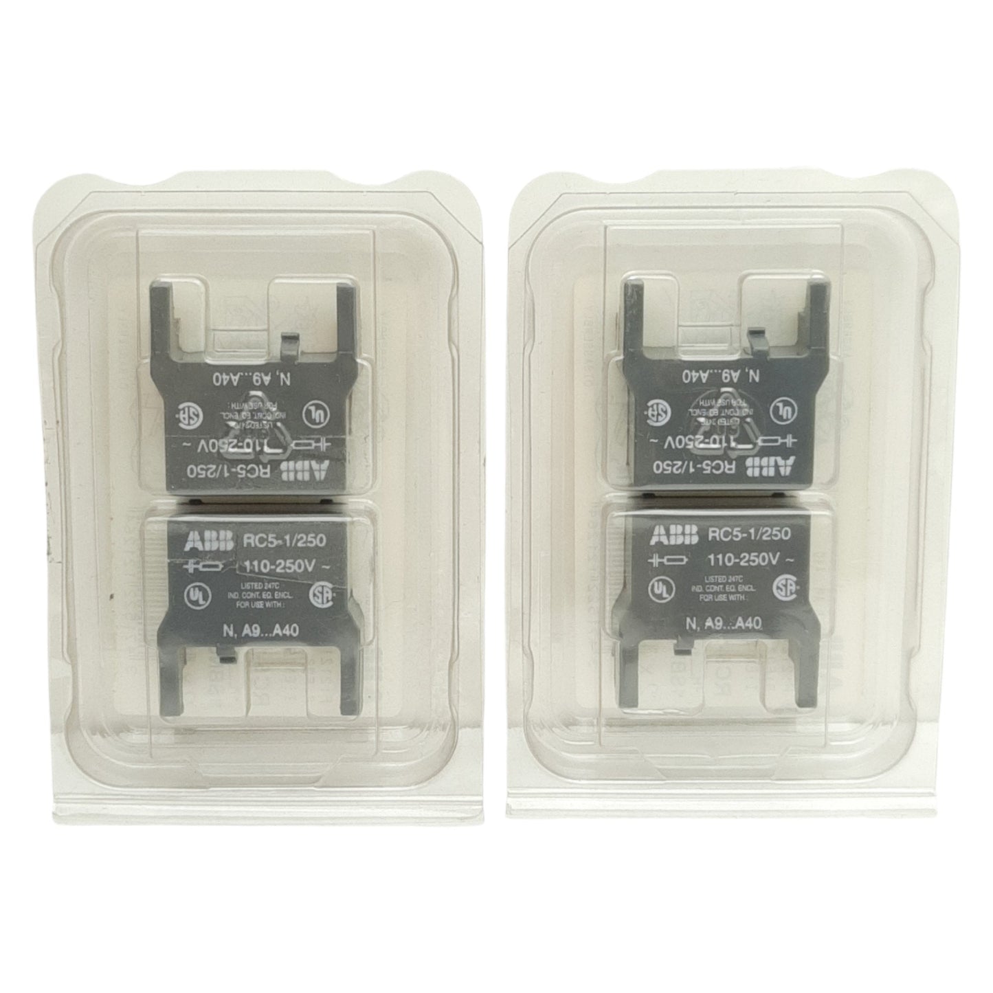 New Lot of 2 ABB RC5-1/250 2 Piece Surge Suppressor, 110-250VAC, 50/60Hz