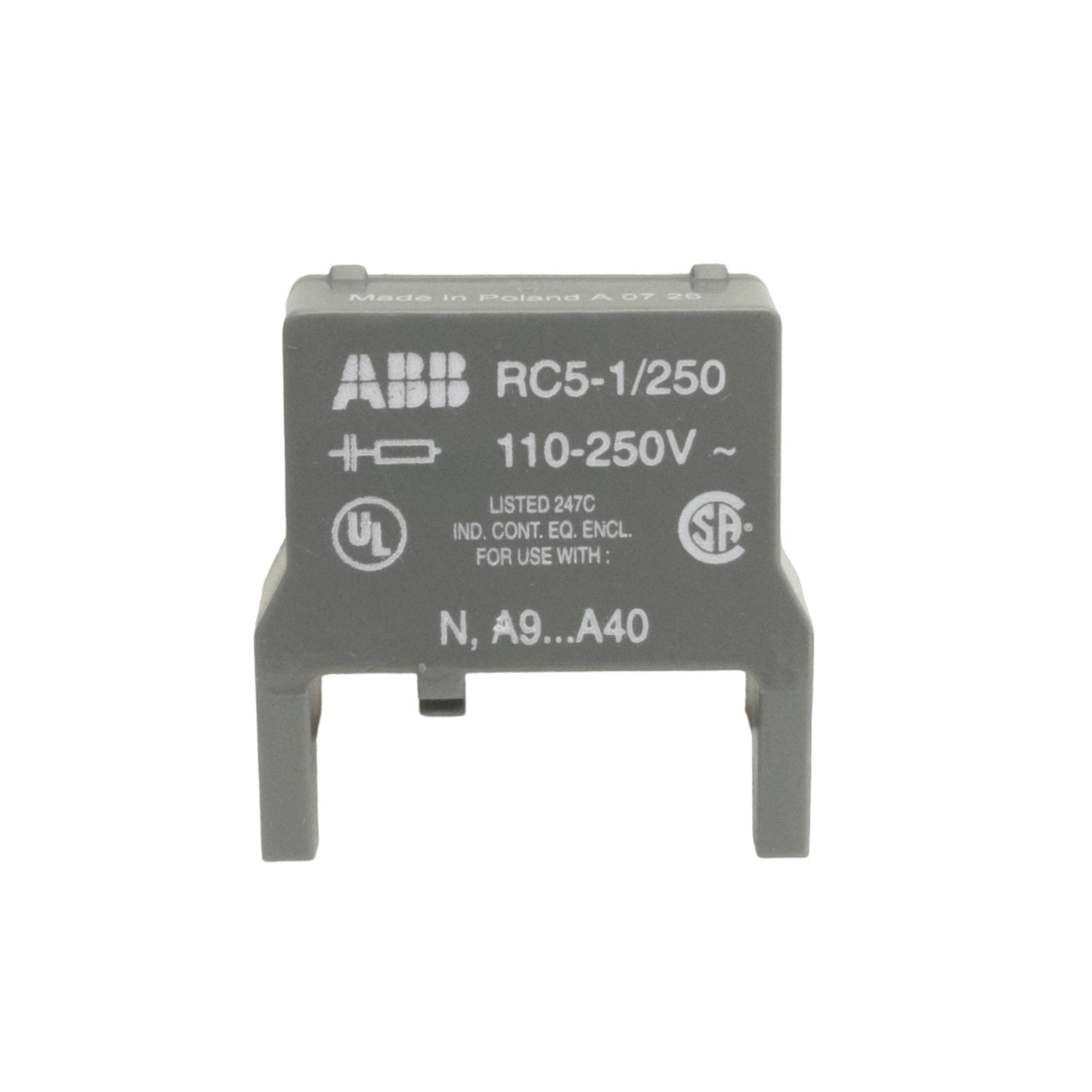 New Lot of 2 ABB RC5-1/250 2 Piece Surge Suppressor, 110-250VAC, 50/60Hz