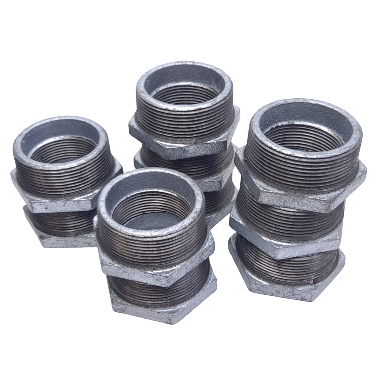 New Lot of 10 Midland 64531 Malleable Iron Hex Bushings, 2 to 1.5in NPT, 150 PSI Max