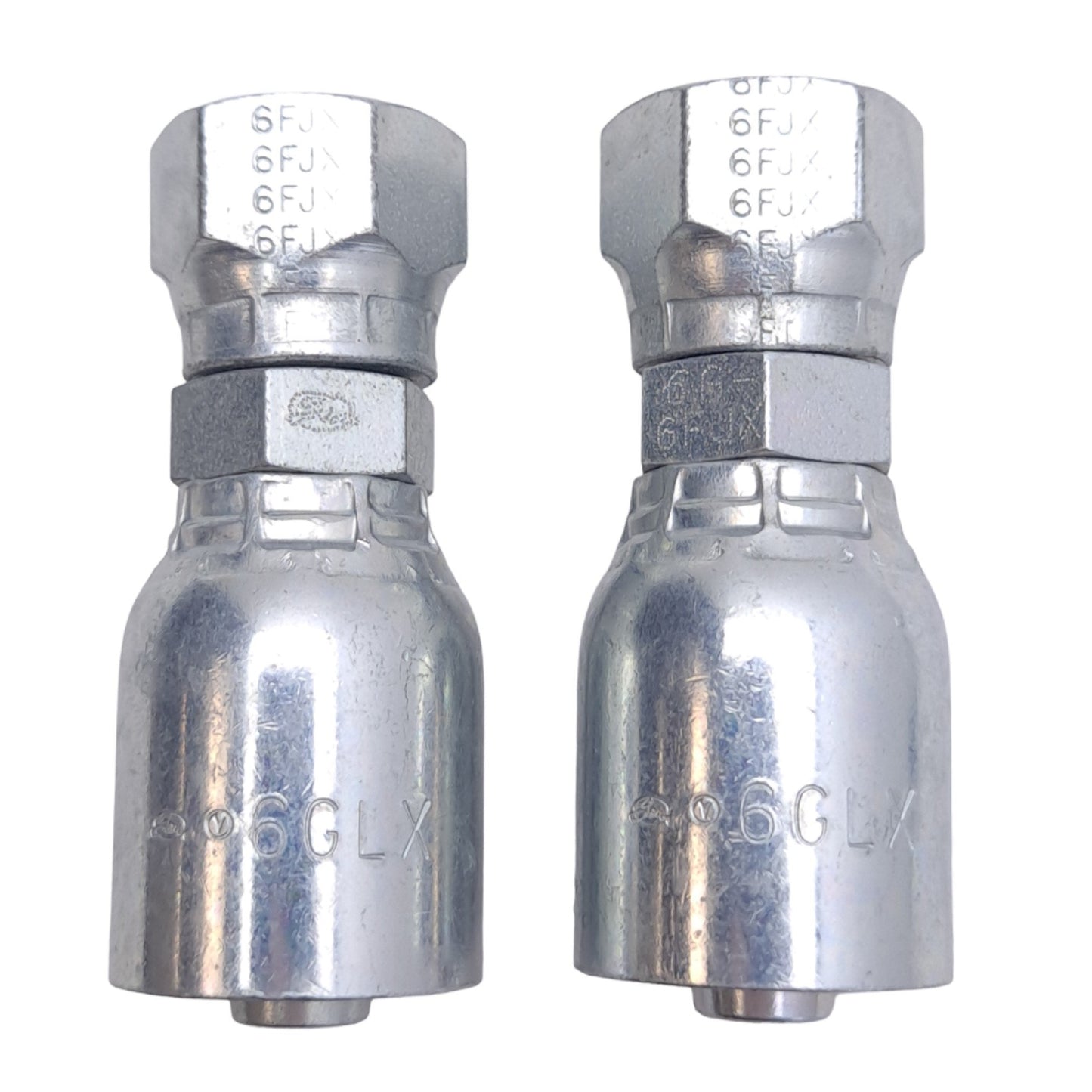 New Lot of 2 Gates 6GLX-6FJX 710700285 Crimp Hose Fittings, 3/8 JIC 37°, -6 Hose