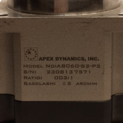Used APEX Dynamics AB060-3-S1-P2 Planetary Gearbox 3:1, 55Nm, 15mm Shaft, 60mm Mount