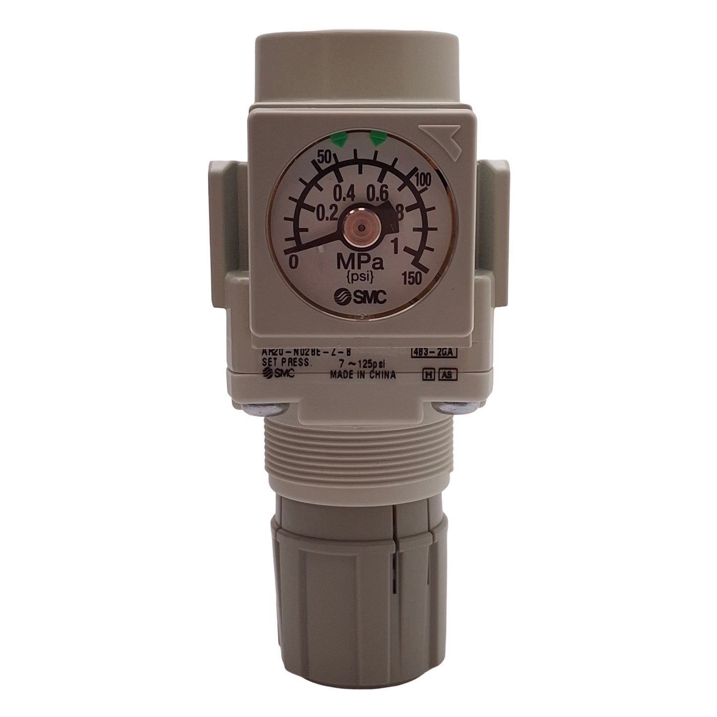 New SMC AR20-N02BE-Z-B Pneumatic Regulator, 7-125PSI Set, 145PSI Supply, 1/4in NPT