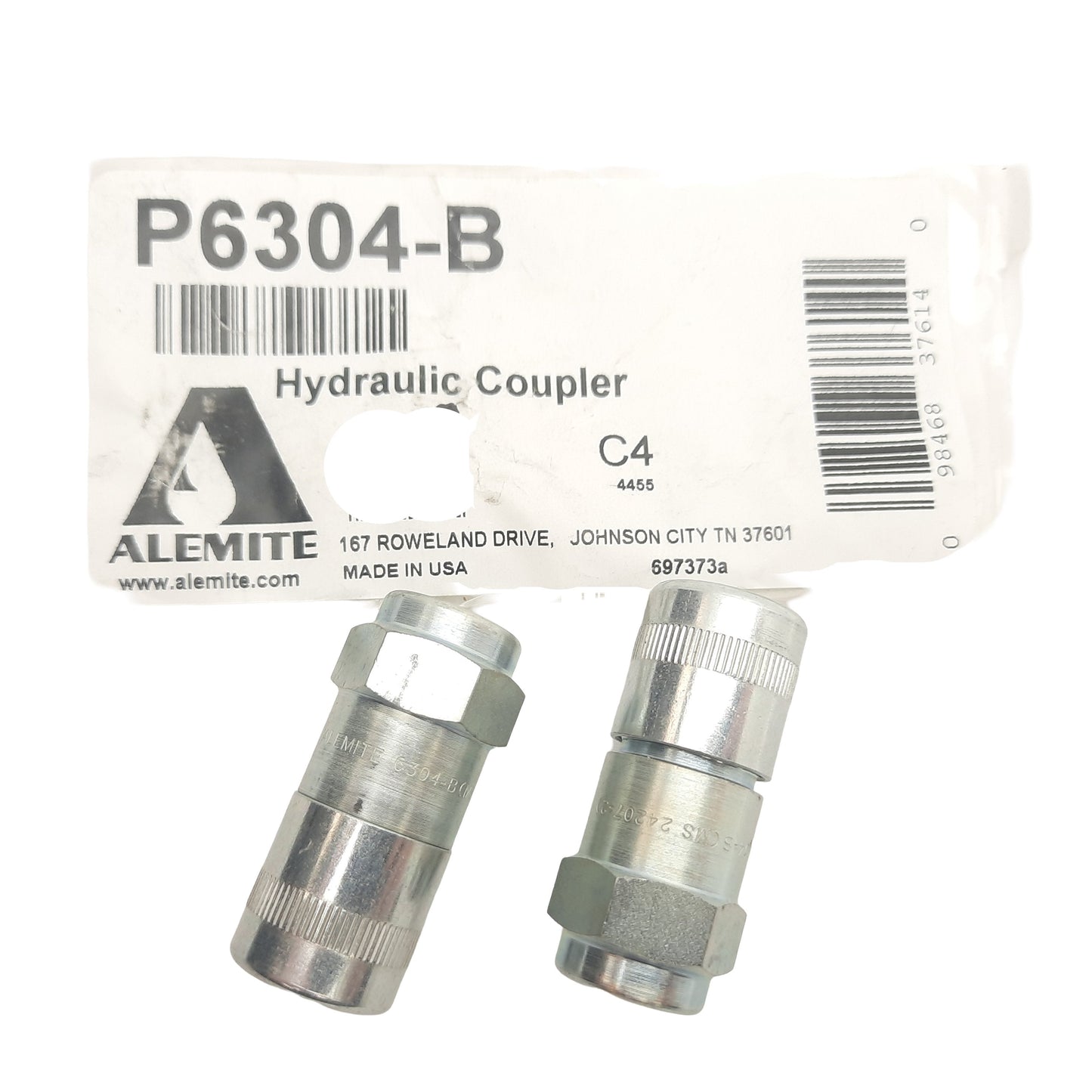 New Lot of 2 Alemite 6304-B Straight Hydraulic Coupler 1/8" Female NPTF, 10K PSI