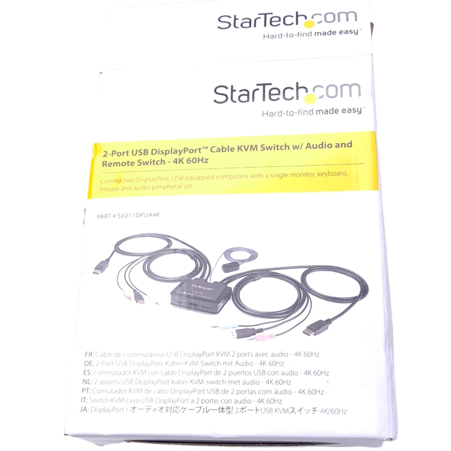 New StarTech SV211DPUA4K KVM Switch w/ Remote Switch & Audio, USB/DisplayPort, 5VDC