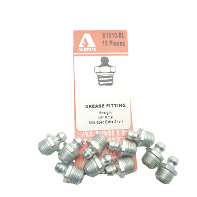 New Lot of 10 Alemite B1610-BL Extra Short Grease Fittings 1/8" PTF, OAL 11/16"