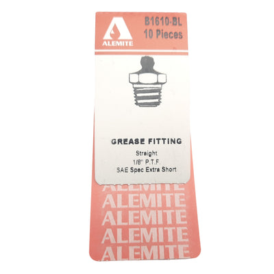 New Lot of 10 Alemite B1610-BL Extra Short Grease Fittings 1/8" PTF, OAL 11/16"
