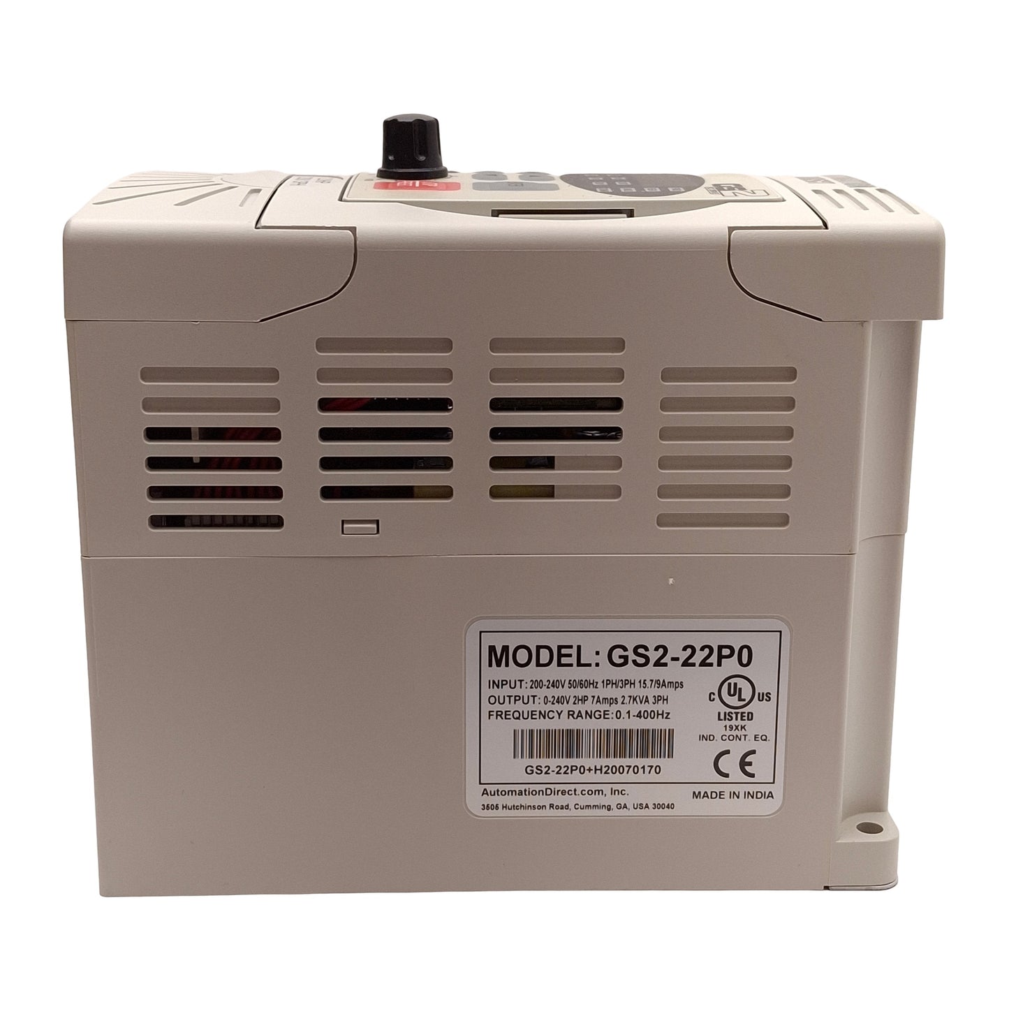New Automation Direct GS2-22P0 AC Drive 1/3Ø 200-240VAC In, 3Ø 240VAC 2HP 400Hz Out