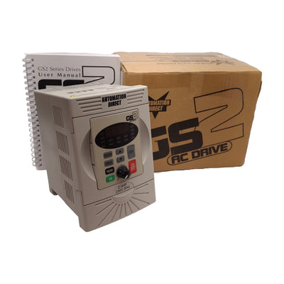 New Automation Direct GS2-22P0 AC Drive 1/3Ø 200-240VAC In, 3Ø 240VAC 2HP 400Hz Out