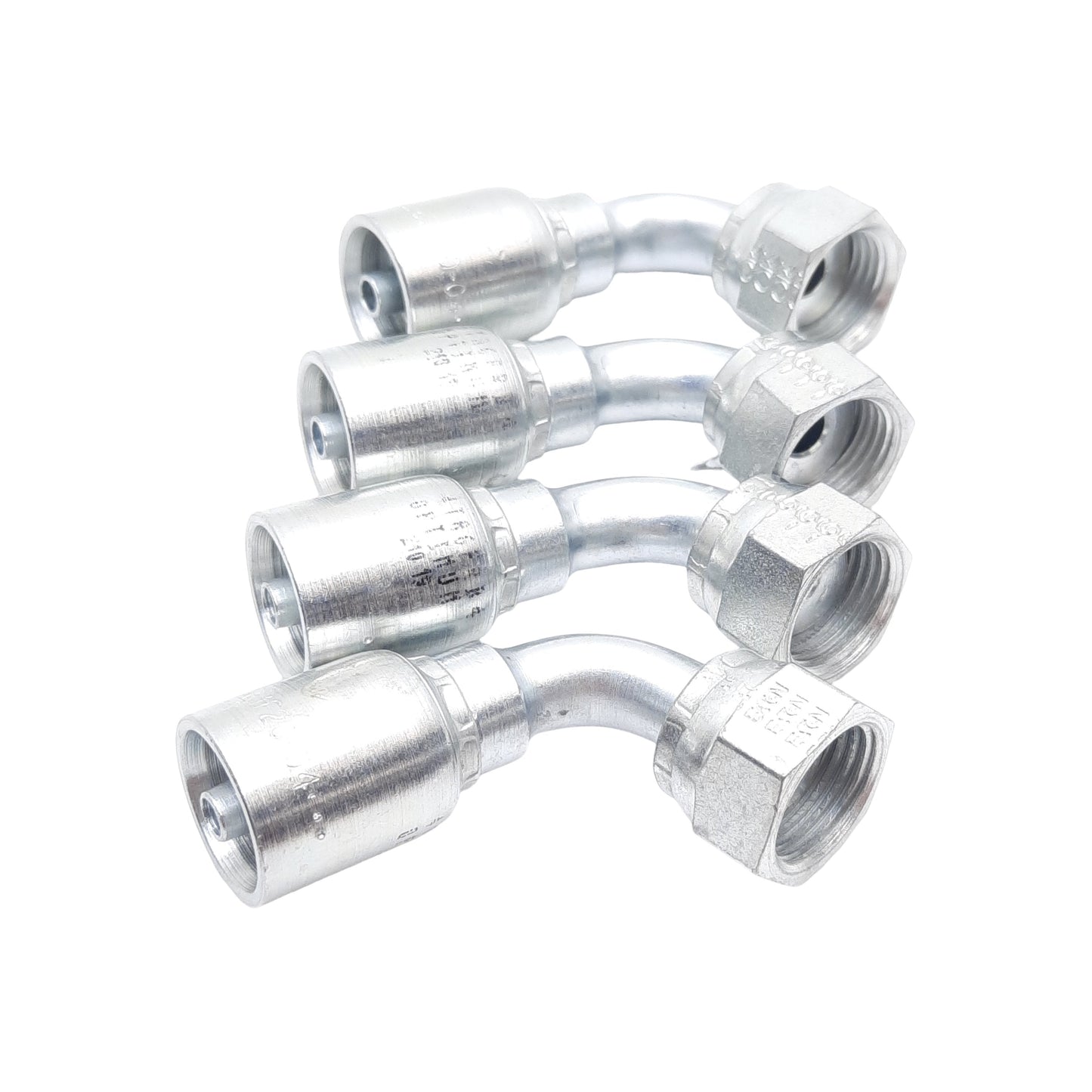 New Lot of 4 Danfoss 4TA6FRB4 Crimp Fitting 90°, 1 1/16" Female ORS Swivel, -04 Hose