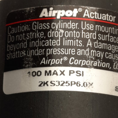Used Airpot 2KS325P6.0X Compact Actuator, 6in Stroke, 1.281in Bore, 100psi Max