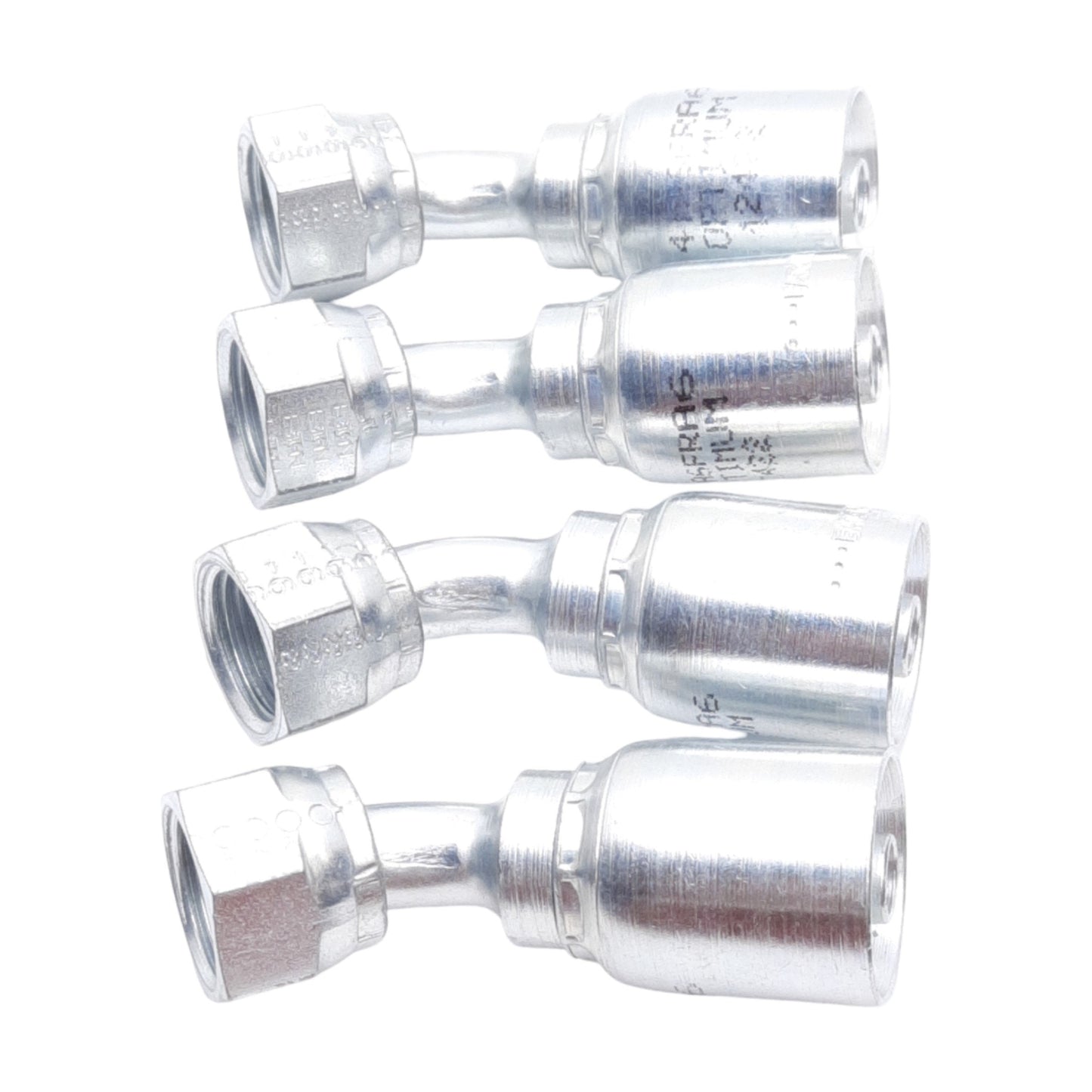 New Lot of 4 Danfoss 4TA6FRA6 Crimp Fitting 45°, 1 1/16in Female ORS Swivel -06 Hose