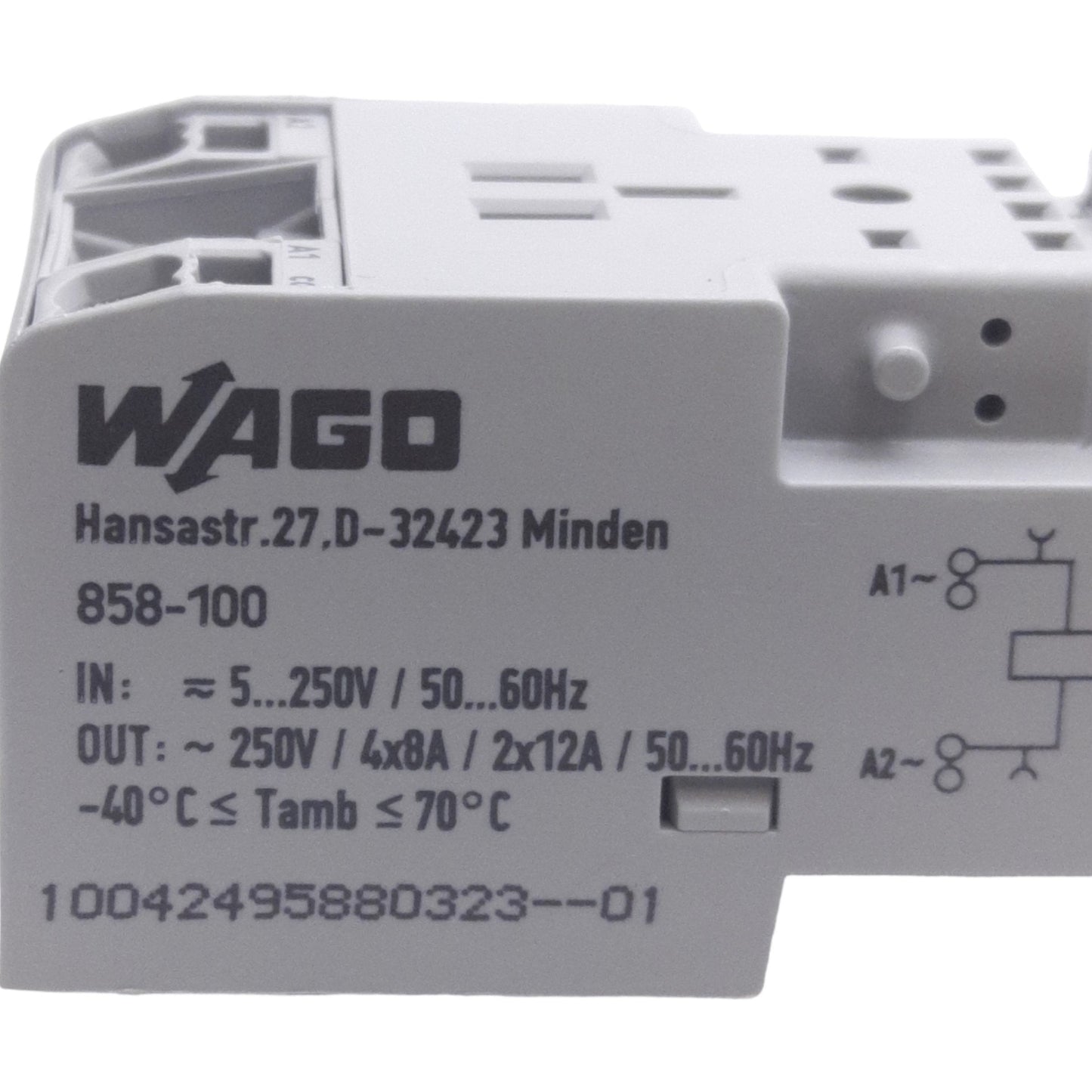 New Lot of 2 Wago 858-100 Relay Socket, 250VAC/VDC, 4x8A-2x12A, 3-Level, DIN Rail