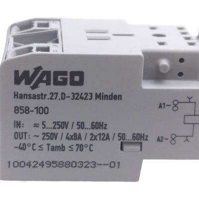 New Lot of 2 Wago 858-100 Relay Socket, 250VAC/VDC, 4x8A-2x12A, 3-Level, DIN Rail
