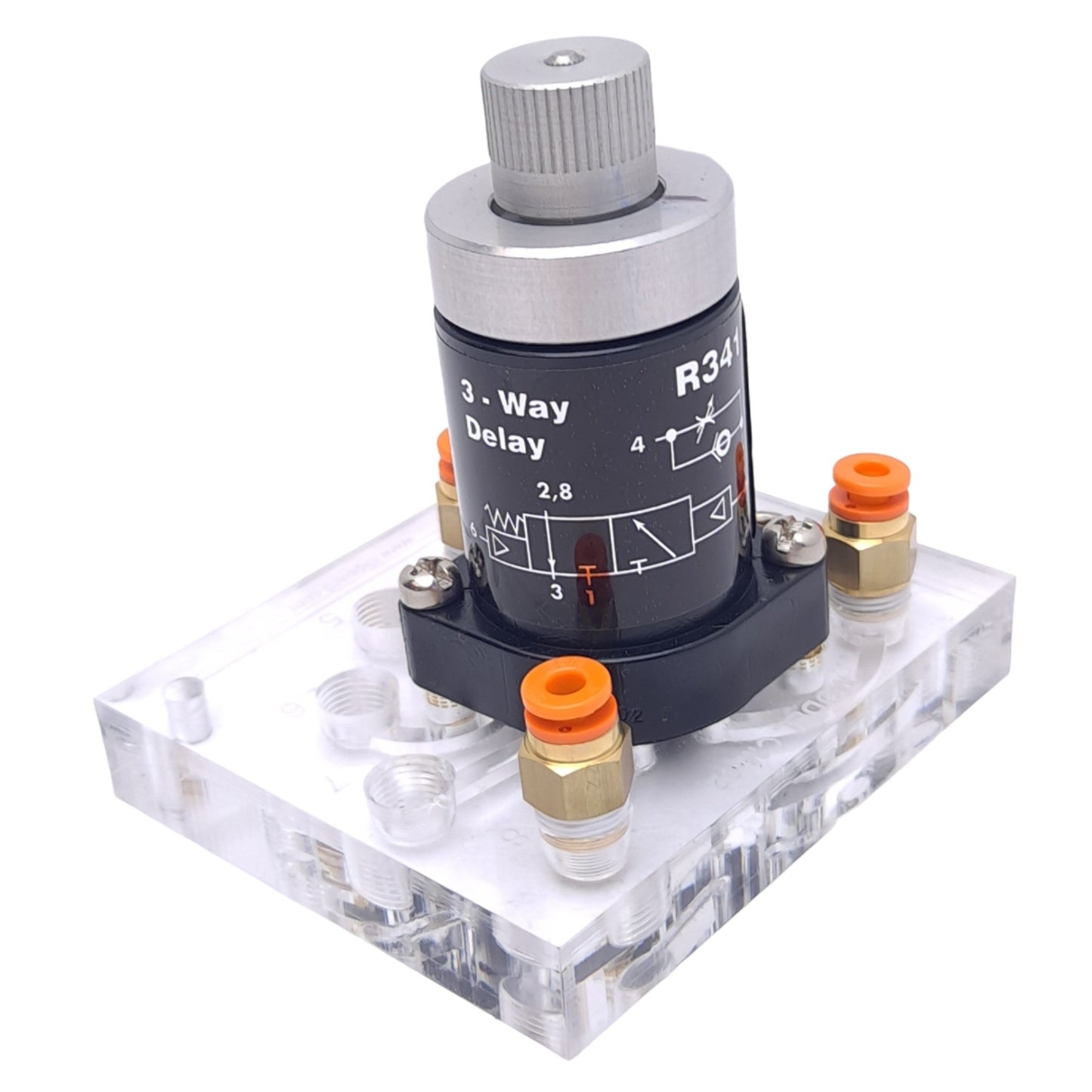 Used Clippard R-341 Minimatic Pneumatic Valve, 3-Way Delay Out, 250 L/min, 150PSIG