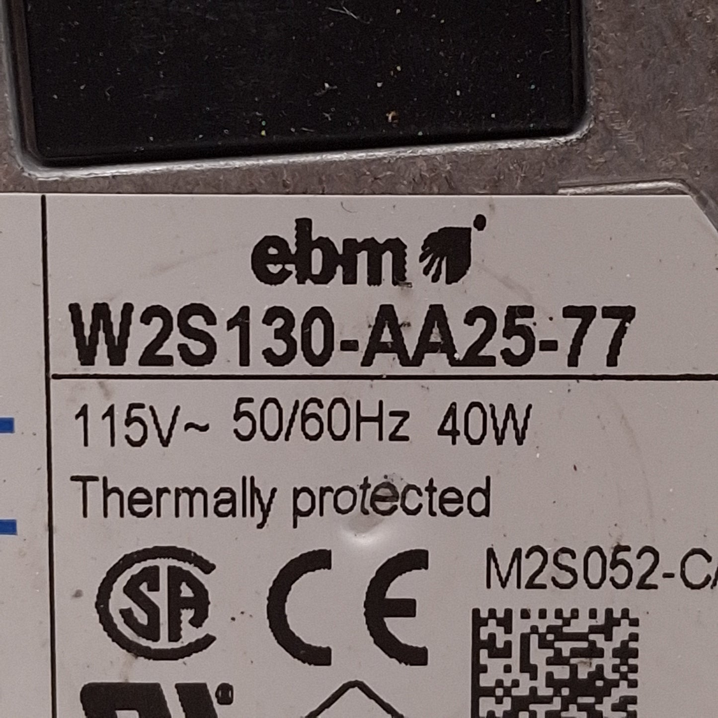 Used EBM Papst W2S130-AA25-77 Thermally Protected Axial Fan, 150 x 55mm, 115VAC, 40W