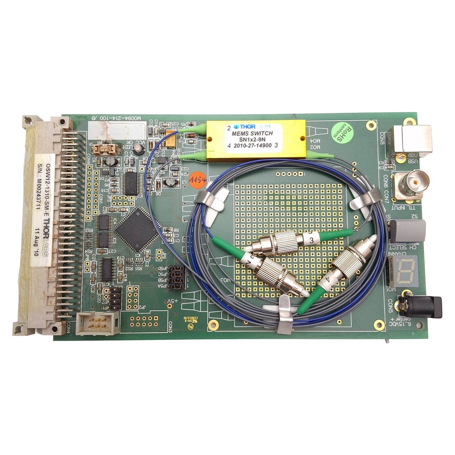 Used Thorlabs OSW12-1310-SM-E Optical MEMS Switch, 1280-1625nm 300mW, SMF-28E, 5VDC