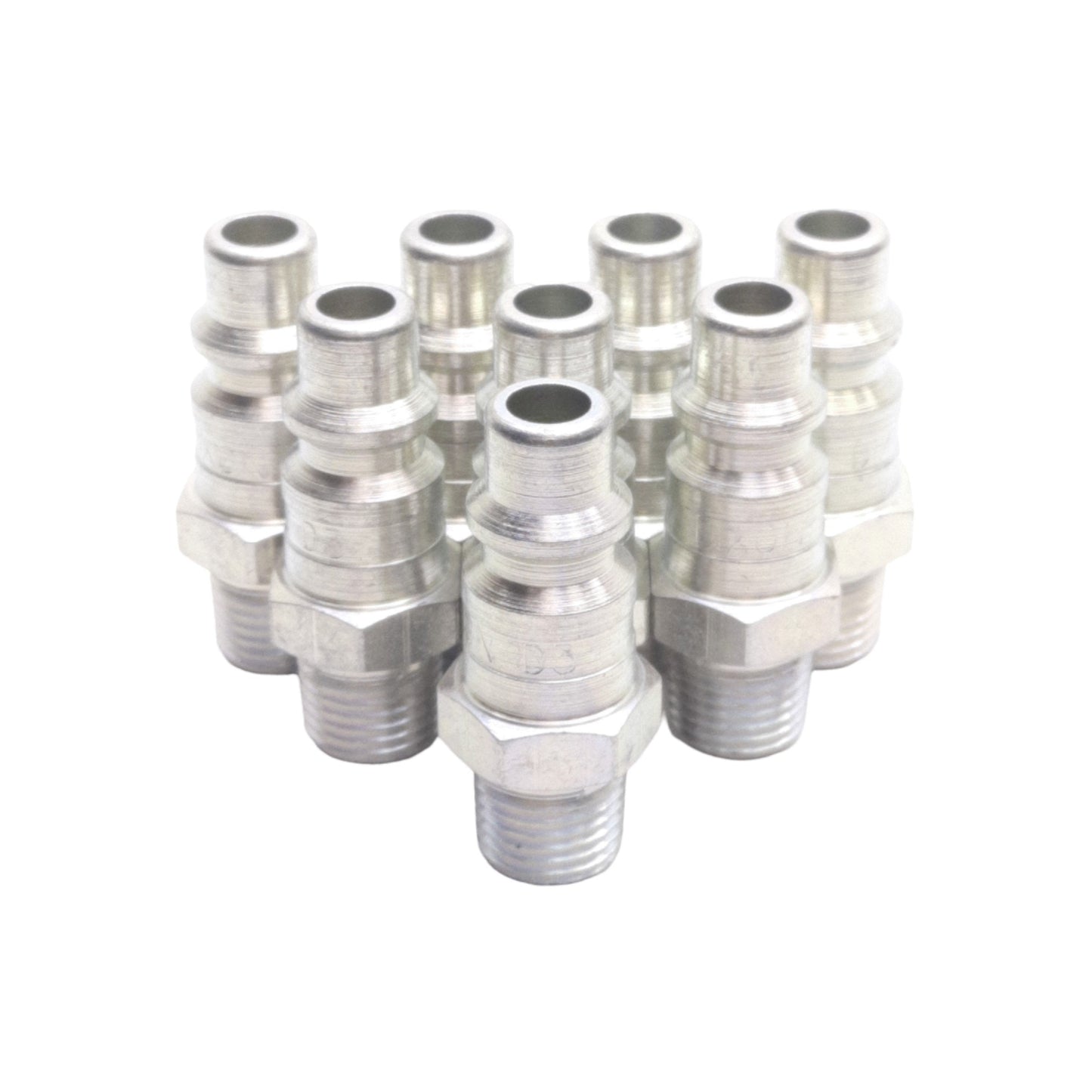 New Lot of 8 Dixon D3M2 Pneumatic Steel Plug, 1/4in Male NPTF, 500PSI, 3/8in Body