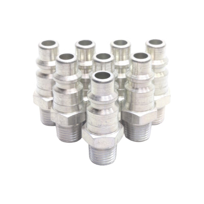 New Lot of 8 Dixon D3M2 Pneumatic Steel Plug, 1/4in Male NPTF, 500PSI, 3/8in Body