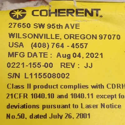 Used Coherent 0221-155-00 Micro VLM Laser Diode, 670nm Red, Class II, 1.6mW, 3-6VDC