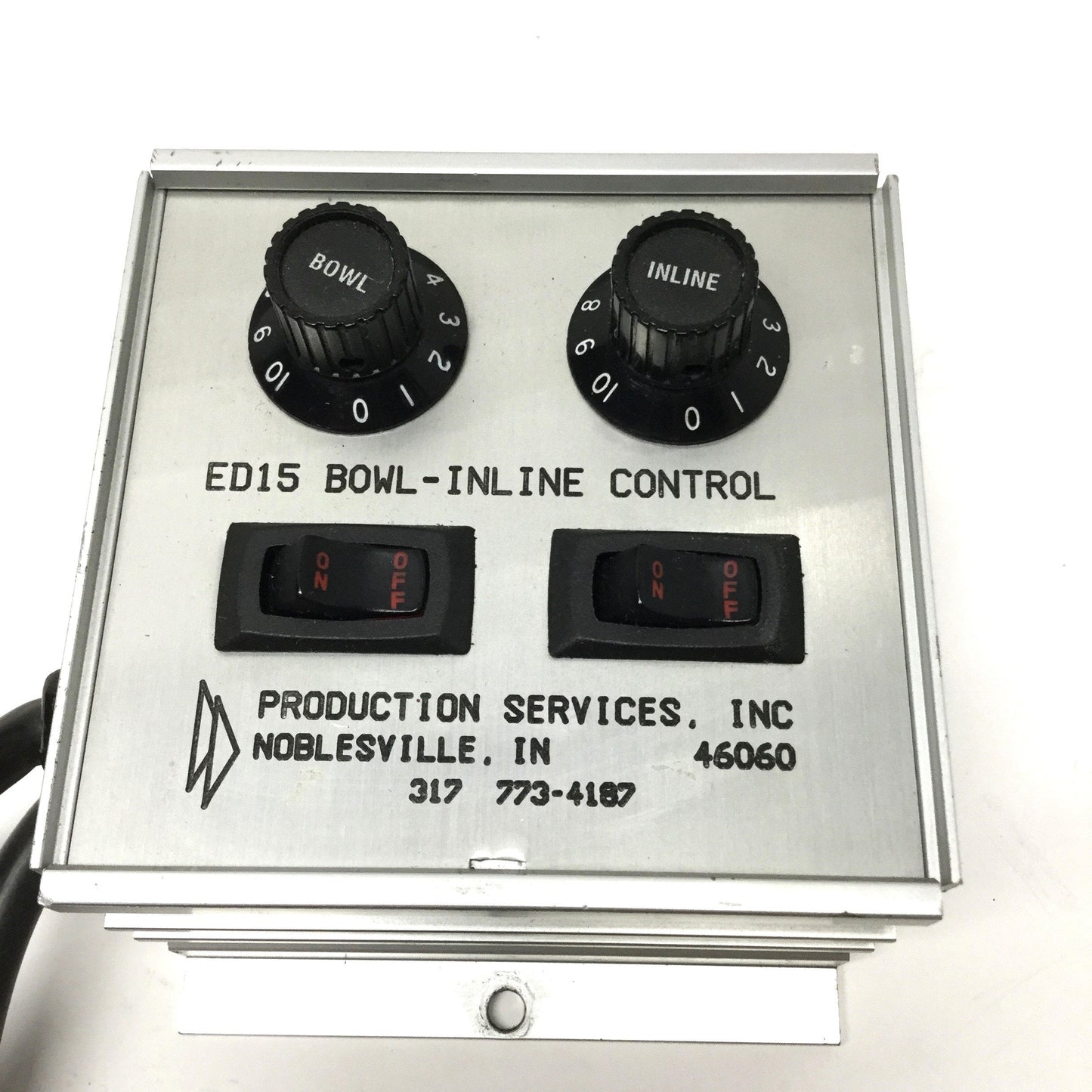 Used Production Services ED15 Vibratory Feeder Bowl-Inline Dual Control, 115VAC, 15A