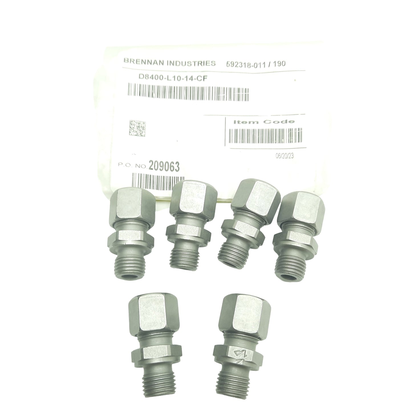New Lot of 6 Brennan D8400-L10-14-CF DIN Straight Fitting M16x1.5 To M14x1.5 315 bar