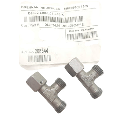 New Lot of 2 Brennan D6602-L08-L08-L08-X Compression Tees, 24° DIN 8mm Tube O.D.