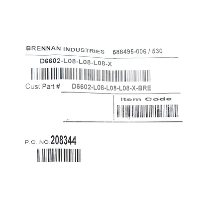 New Lot of 2 Brennan D6602-L08-L08-L08-X Compression Tees, 24° DIN 8mm Tube O.D.