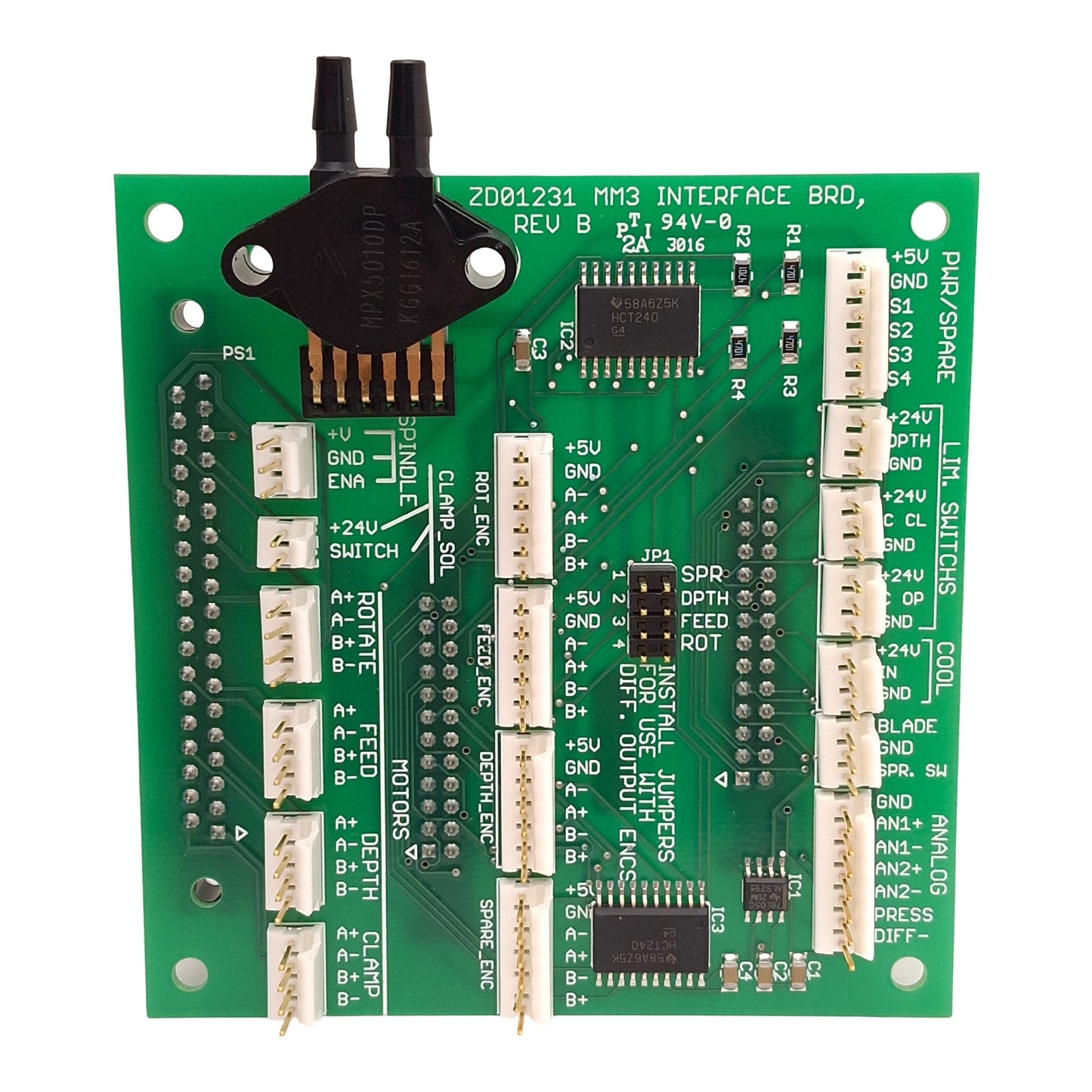 New – Open box ZD01231 Rev B MM3 Interface Board, 10kPa 5VDC Differential Pressure Sensor, DB37
