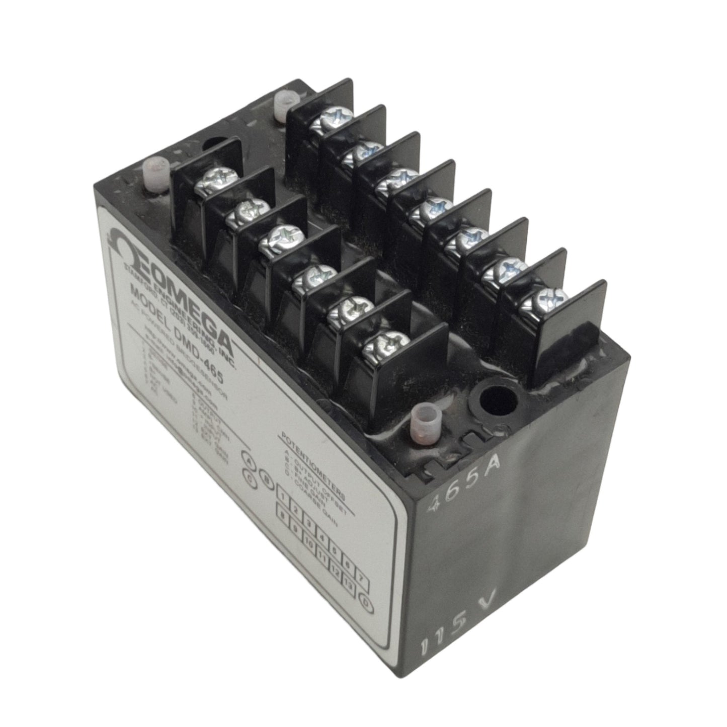 Used Omega Engineering DMD-465 Strain Amp/Conditioner 10-50mV Input, 110VAC Output