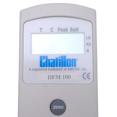 Used Chatillon DFM 100 Digital Force Gauge, 100lbs Scale, 0.1lbs Resolution, 115-220V
