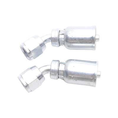 New Lot of 2 Danfoss FJ3243-0404S Crimp Fitting 45°, 7/16in F Universal, -04 Hose