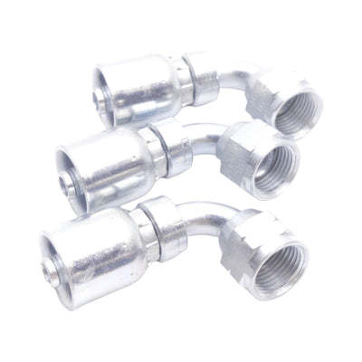 New Lot of 3 Danfoss FJ3247-0606S Crimp Fitting 45°, 5/8in Female SAE 45°, -6 Hose