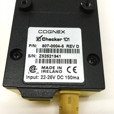 Used Cognex 807-0004-5 Checker 101 Vision Sensor, 5.3 x 4.1" FOV@12", USB, 24VDC