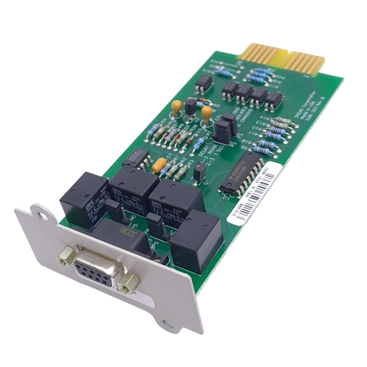 New ONEAC 310-398 520-323 Rev B Isolated Relay Circuit Board, 9-Pin D-Sub Port